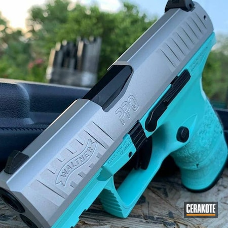 Powder Coating: 9mm,Satin Aluminum H-151,S.H.O.T,Pistol,Walther,Robin's Egg Blue H-175,ppq,Walther PPQ SC,Guns and Girls
