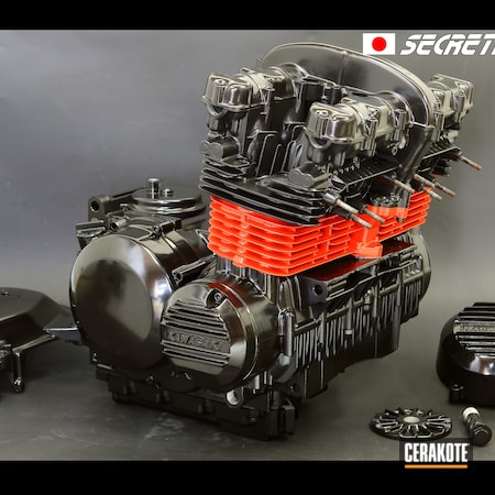 Powder Coating: Graphite Black H-146,Motorcycles,USMC Red H-167,Engine,Automotive,Kawasaki,More Than Guns
