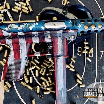 Cerakoted Tec-9 With A Distressed American Flag