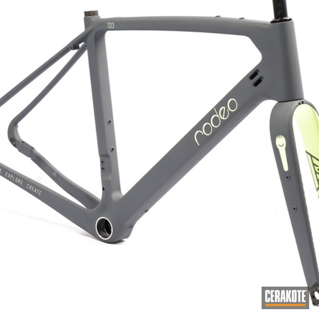 Cerakoted Two Toned Bicycle Frame Finish In H-324 And H-295