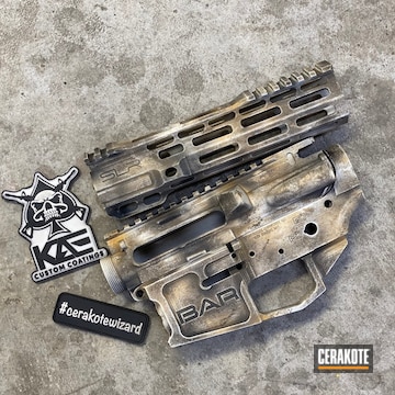 Cerakoted Rifle Parts With A Bone Mimic Finish In H-136