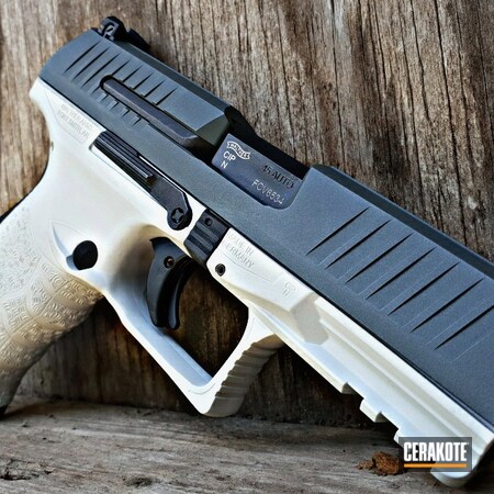 Powder Coating: Two Tone,ppq45,S.H.O.T,Handguns,Pistol,Walther,FROST H-312,PLATINUM GREY H-337,.45