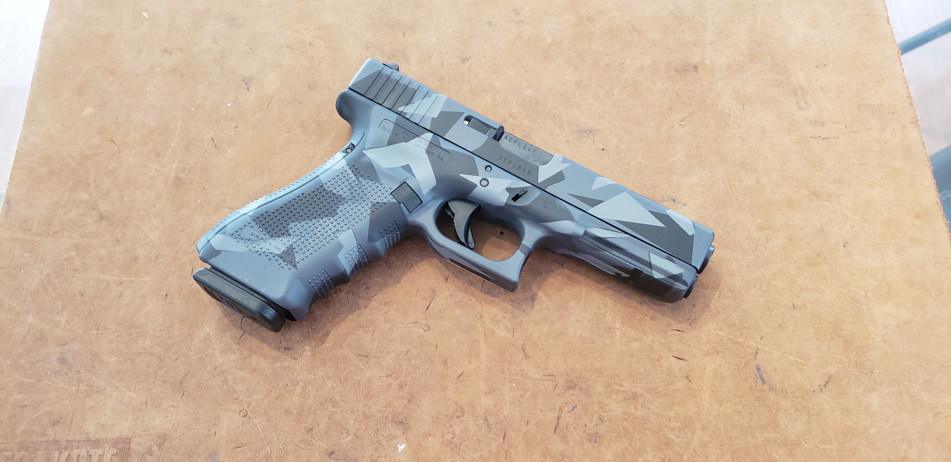 Glock 17 Splinter Camo with Graphite Black and Steel Grey | Cerakote