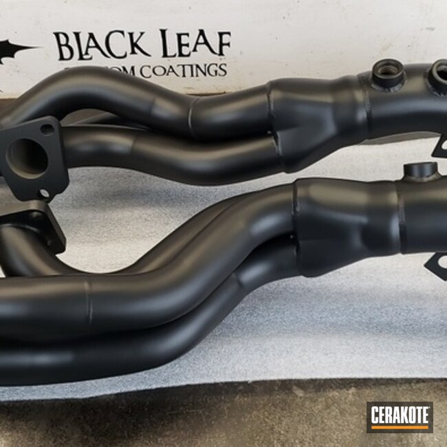 Cerakoted Audi Exhaust Headers In C-7600 And V-136