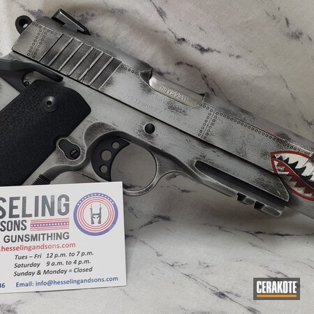 Powder Coating: Satin Aluminum H-151,.45 ACP,Battle Wear,S.H.O.T,Flying Tiger,Sniper Grey H-234,FIREHOUSE RED H-216,Colt,Taurus,Engraving,NRA Blue H-171,1911,Pistol,Airplane,Armor Black H-190,Stormtrooper White H-297,ww2