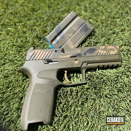 Powder Coating: 9mm,Graphite Black H-146,S.H.O.T,Sig Sauer,Pistol,MultiCam,Custom Camo,O.D. Green H-236,P320,Handgun,SPRINGFIELD® FDE H-305