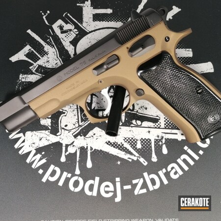 Powder Coating: 9mm,Graphite Black H-146,Two Tone,S.H.O.T,CZ 75,Pistol,CZ,9x19,TROY® COYOTE TAN H-268,Custom