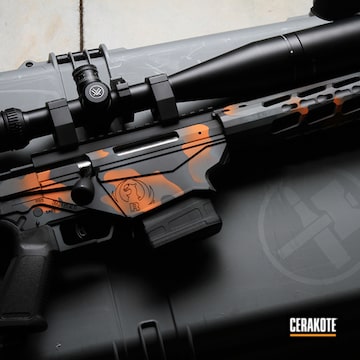 Ruger Precision Rifle Coated Using Tequila Sunrise, Hi-vis Orange And Platinum Grey