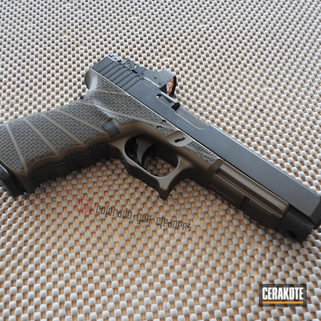 Powder Coating: Graphite Black H-146,Glock,Glock 41,S.H.O.T,41,Pistol,.45,Burnt Bronze H-148,Laser Stippled