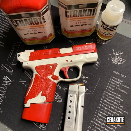 Powder Coating: 9mm,Snow White H-136,S.H.O.T,Pistol,USMC Red H-167,S&W,M&P Shield 9mm