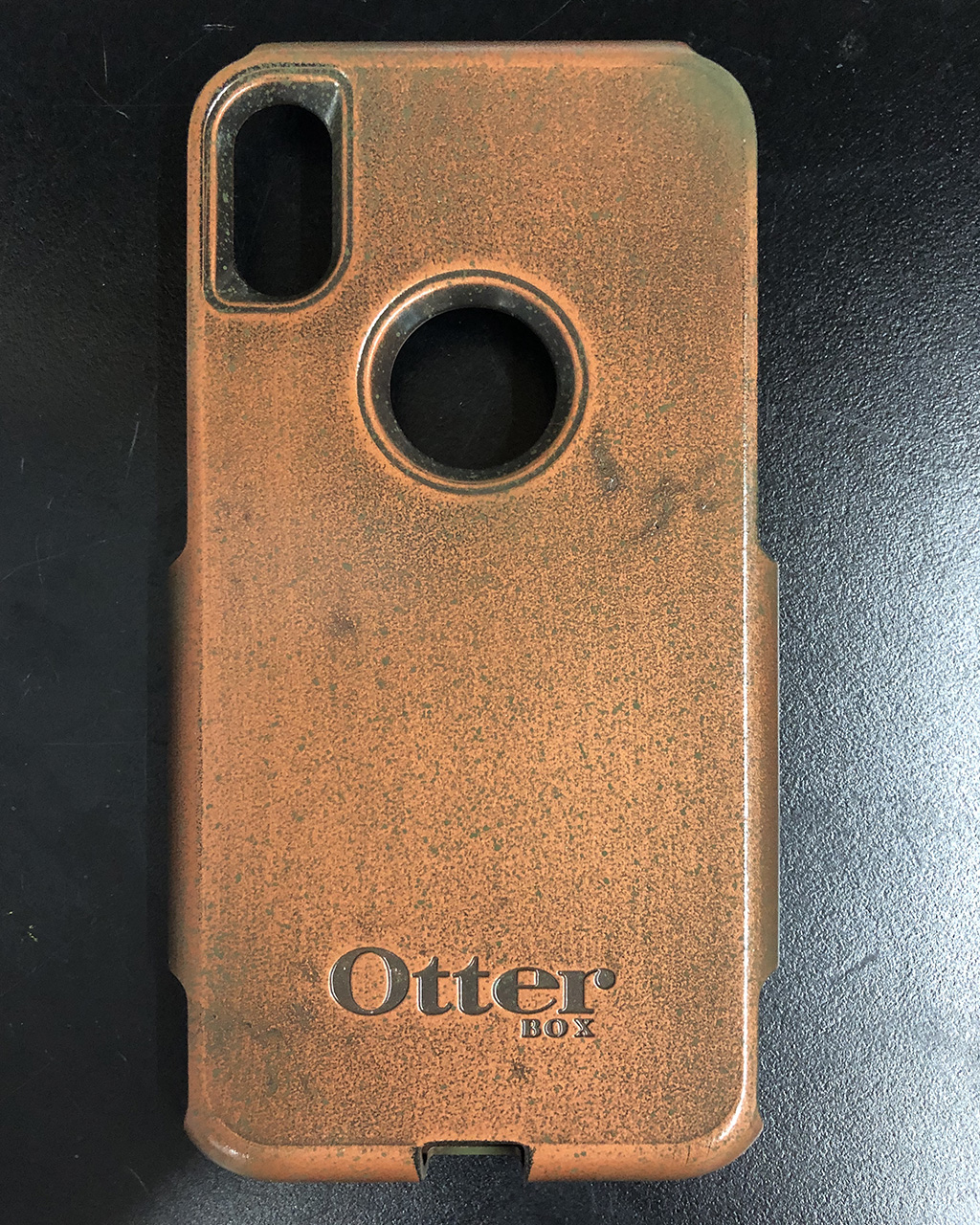 Aged copper patina phone case coated using Matte Ceramic Clear, Graphite Black and Copper | Cerakote Aged copper patina phone case coated using Matte Ceramic Clear, Graphite Black and Copper | Cerakote