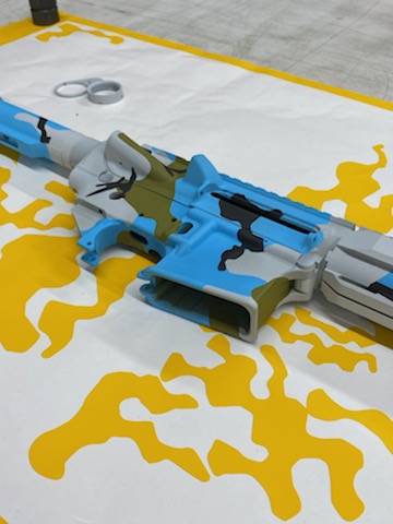 Ar 15 Blue Raspberry Multi-Cam AR-15 coated using Hidden White, Blue Raspberry and Camo ...