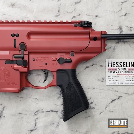 Powder Coating: 9mm,Red,Graphite Black H-146,S.H.O.T,Sig Sauer,Pistol,Tacticool,FIREHOUSE RED H-216,Sig,MPX