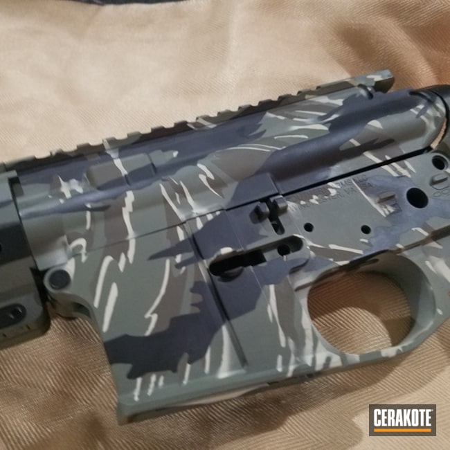 Tiger Stripes Upper And Handguard Cerakoted Using Patriot Brown, Benelli® Sand And Graphite Black