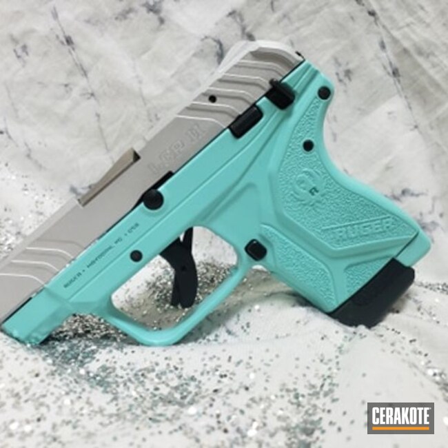Ruger Lcp2 Cerakoted Using Satin Aluminum And Robin's Egg Blue