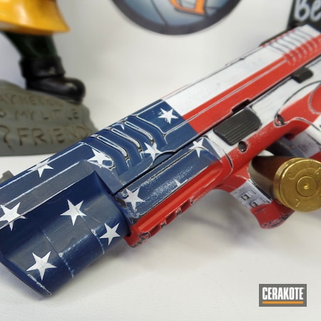 Powder Coating: KEL-TEC® NAVY BLUE H-127,Battleworn Flag,S.H.O.T,Red, White and Blue,Stormtrooper White H-297,Springfield Armory,American Flag,FIREHOUSE RED H-216,Battleworn,Custom,Distressed American Flag,45 ACP