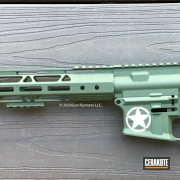Ar Upper And Handguard Cerakoted Using Stormtrooper White And O.d. Green