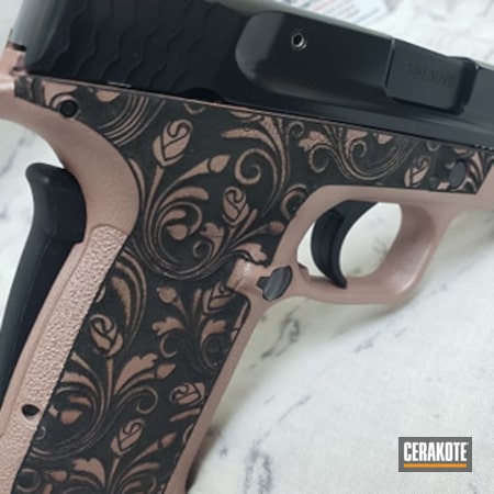 Powder Coating: ROSE GOLD H-327,Engraving,Personalized,Ladies,M&P Shield,Gloss Black H-109,S.H.O.T,Hesseling and Sons,Guns And Roses,M&P 380,Hesseling Precision,380EZ