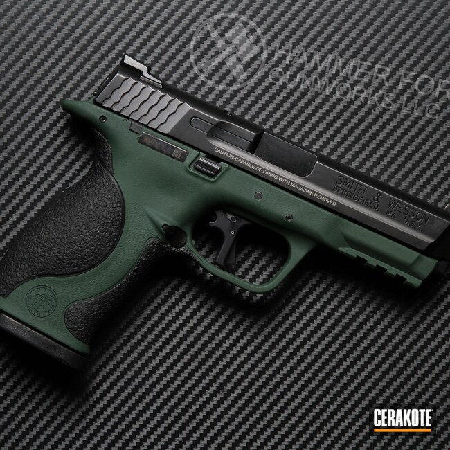 Cerakoted: S.H.O.T,M&P,JESSE JAMES EASTERN FRONT GREEN  H-400,Smith & Wesson,Smith & Wesson M&P,Handguns