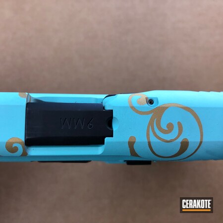 Powder Coating: 9mm,Smith & Wesson,S.H.O.T,Gold H-122,M&P,Robin's Egg Blue H-175