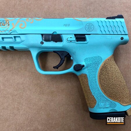 Powder Coating: 9mm,Smith & Wesson,S.H.O.T,Gold H-122,M&P,Robin's Egg Blue H-175