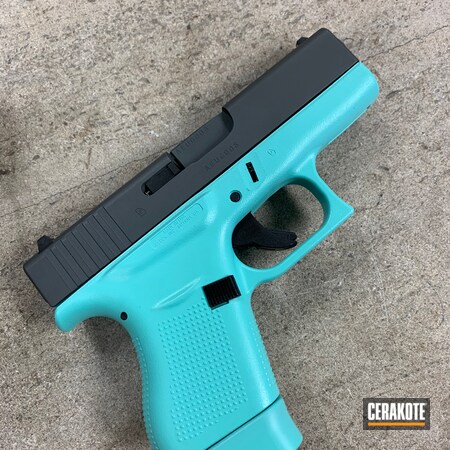 Powder Coating: Glock 43,9mm,S.H.O.T,PLATINUM GREY H-337,Robin's Egg Blue H-175