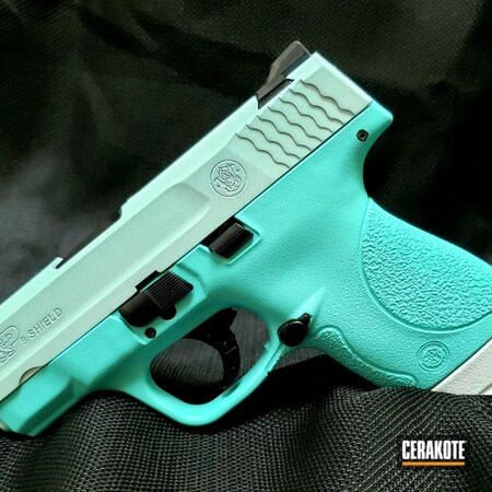 Powder Coating: 9mm,Smith & Wesson,Ladies,M&P Shield,S.H.O.T,Stormtrooper White H-297,Hesseling and Sons,Robin's Egg Blue H-175,Hesseling Precision