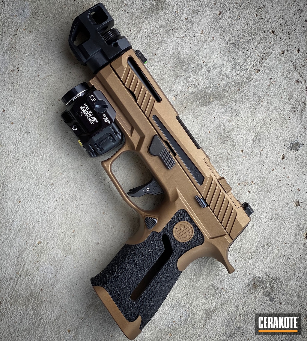 Sig Sauer 3 Cerakoted Using Vortex Bronze Graphite Black And Gold Cerakote Sig Sauer 3 Cerakoted Using Vortex Bronze Graphite Black And Gold Cerakote