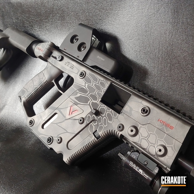 Kryptec Kriss Vector Cerakoted Using Savage® Stainless, Habanero Red And Platinum Grey