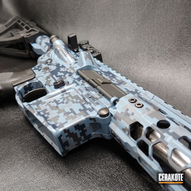 Digital Camo Smith & Wesson M&p 15 Cerakoted Using Kel-tec® Navy Blue, Bright White And Sniper Grey