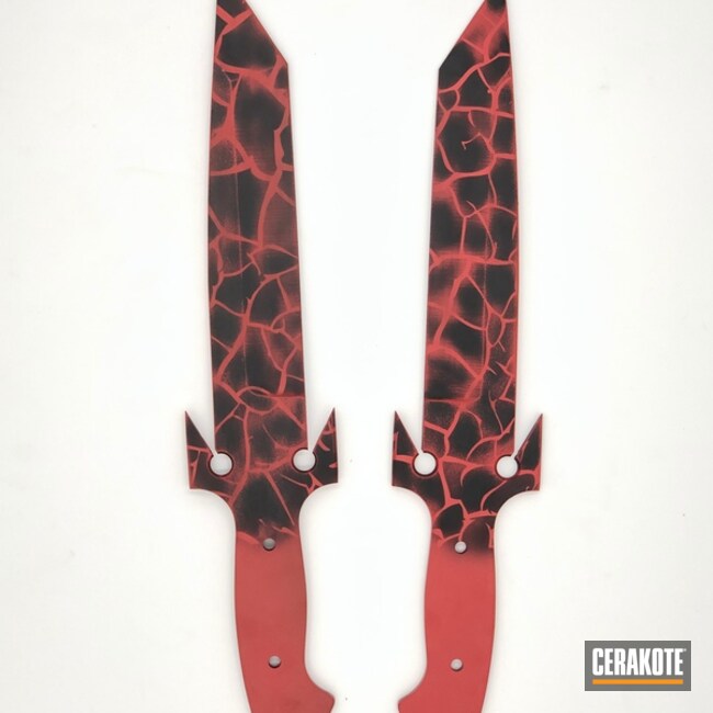 Kidder Knives Cerakoted Using Usmc Red And Graphite Black