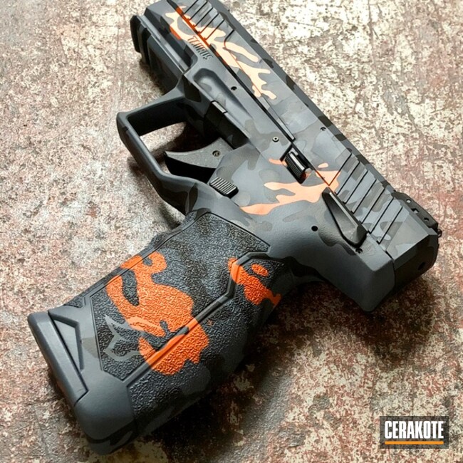 Multicam Taurus Tx22 Cerakoted Using Hunter Orange, Multicam® Dark Grey And Graphite Black