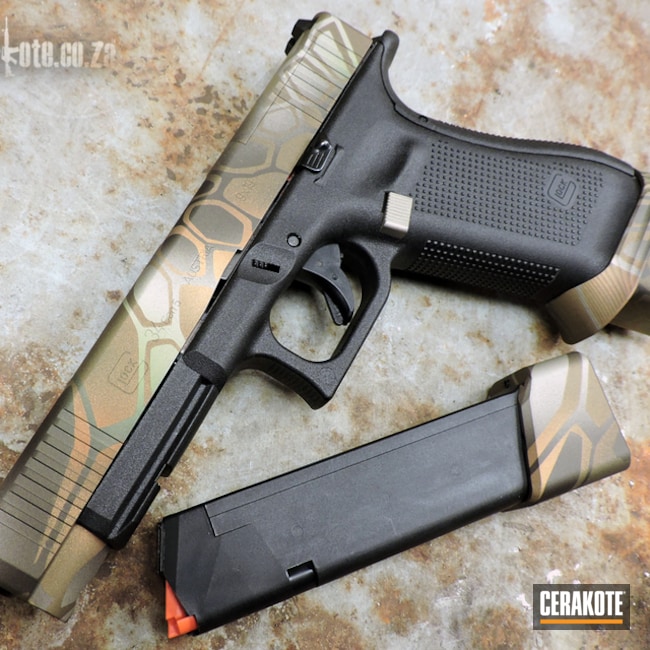 Kryptek Glock 34 Cerakoted Using Zombie Green, Graphite Black And Satin Mag