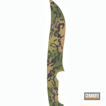 Multicam Kidder Knife Cerakoted Using Noveske Tiger Eye Brown, Multicam® Bright Green And Graphite Black