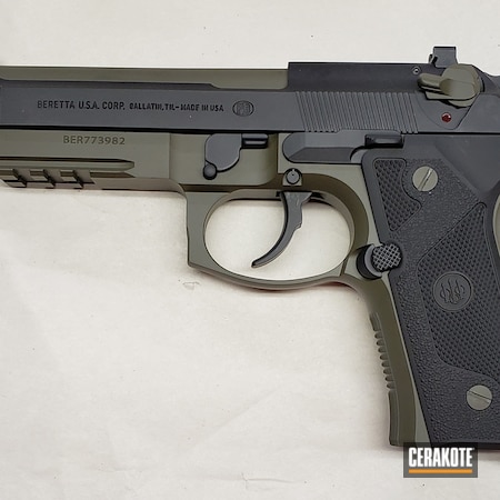 Powder Coating: Graphite Black H-146,S.H.O.T,Pistol,Beretta,m9,O.D. Green H-236