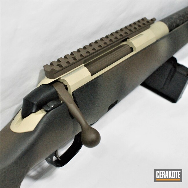 Bolt Action Rifle Cerakoted Using Desert Sage And Chocolate Brown