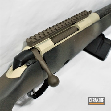 Bolt Action Rifle Cerakoted Using Desert Sage And Chocolate Brown