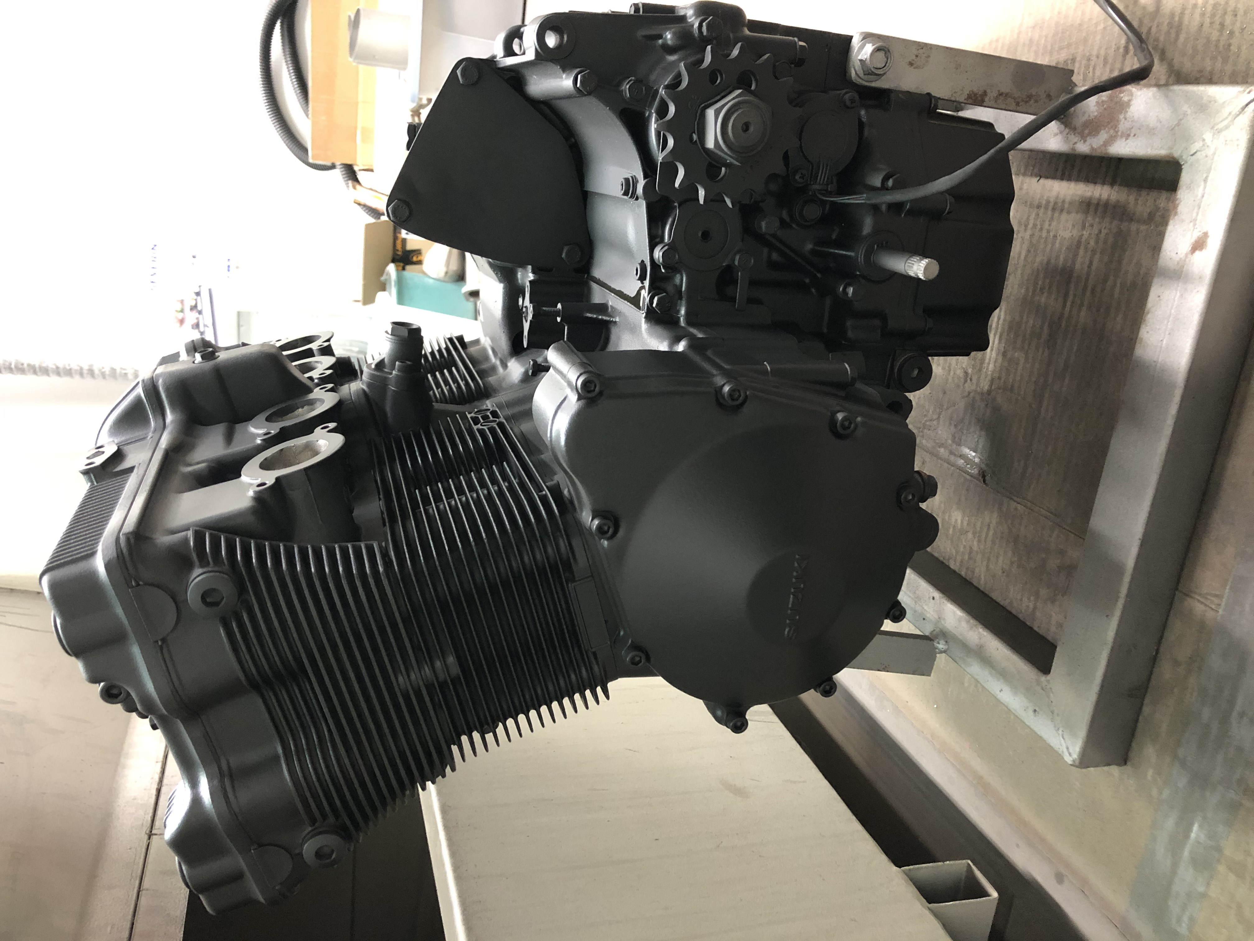 Motorcycle Engine Casing Coating Suzuki motorcycle engine Cerakoted using Cerakote Glacier Black | Cerakote