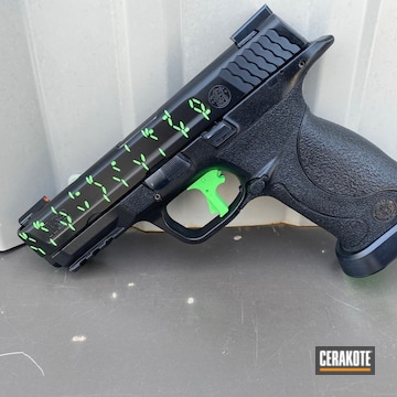 Smith & Wesson M&p Cerakoted Using Parakeet Green And Graphite Black