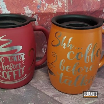 Custom Coffee Mugs Cerakoted Using Terra Cotta And Sedona
