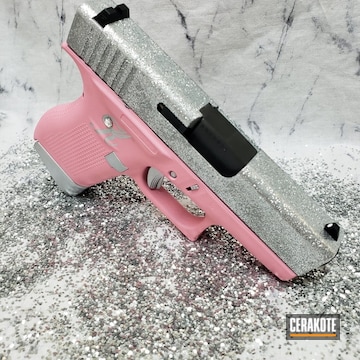Pink And Glittered Glock 43 Cerakoted Using Bazooka Pink And Satin Aluminum