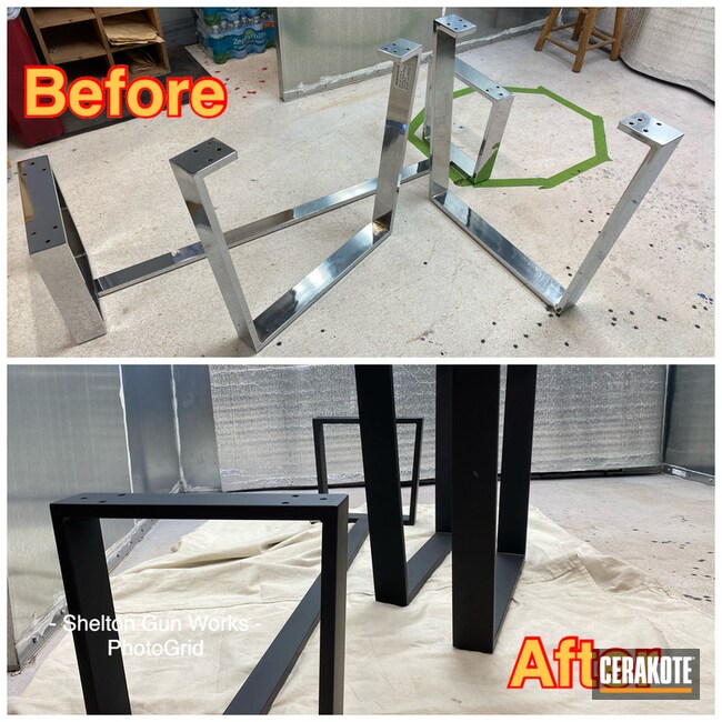Before And After Table Base Project Cerakoted Using Armor Black
