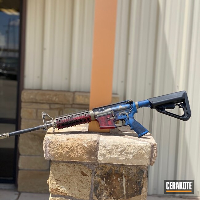 Texas Flag M6 Rifle Cerakoted Using Usmc Red, Nra Blue And Magpul® Flat Dark Earth