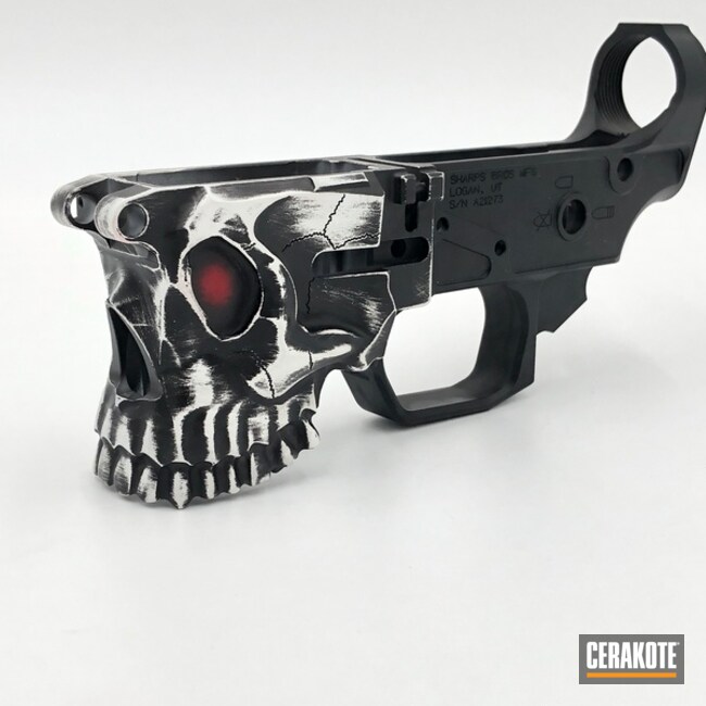Spike's Tactical Lower Cerakoted Using Snow White, Usmc Red And Graphite Black