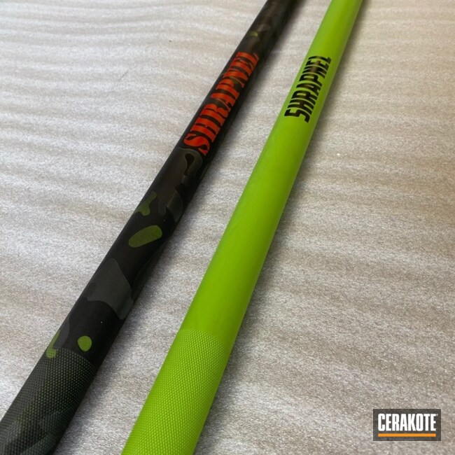 Barbells Cerakoted Using Tactical Grey, Habanero Red And Zombie Green