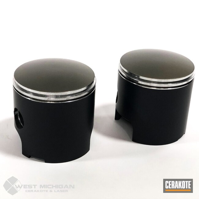 Pistons Cerakoted Using Micro Slick Dry Film Lubricant Coating (air Cure), Piston Coat (oven Cure) And Piston Coat (air Cure)