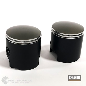 Pistons Cerakoted Using Micro Slick Dry Film Lubricant Coating (air Cure), Piston Coat (oven Cure) And Piston Coat (air Cure)
