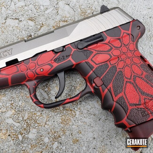 9mm Sccy Cpx-2 Cerakoted Using Usmc Red And Graphite Black
