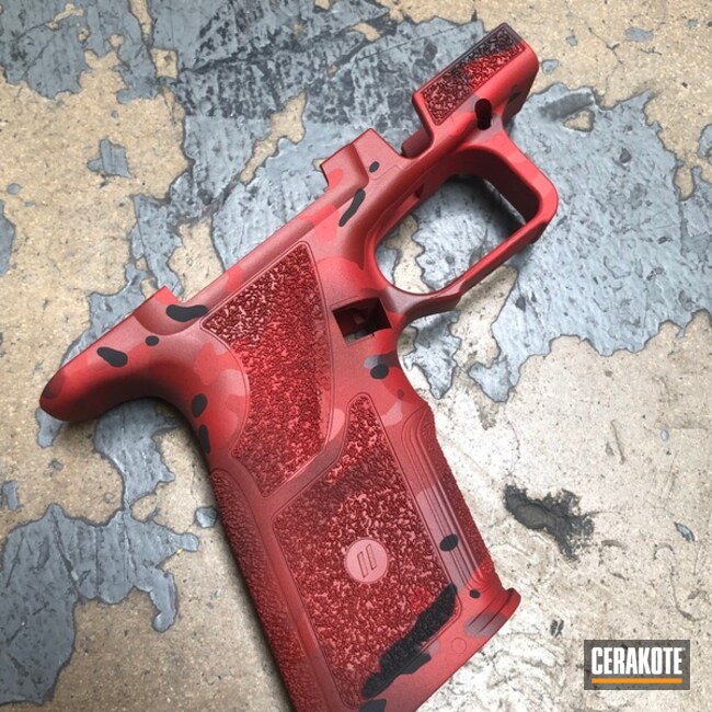 Zev Oz9 Grip Kit Cerakoted Using Crimson, Usmc Red And Sniper Grey