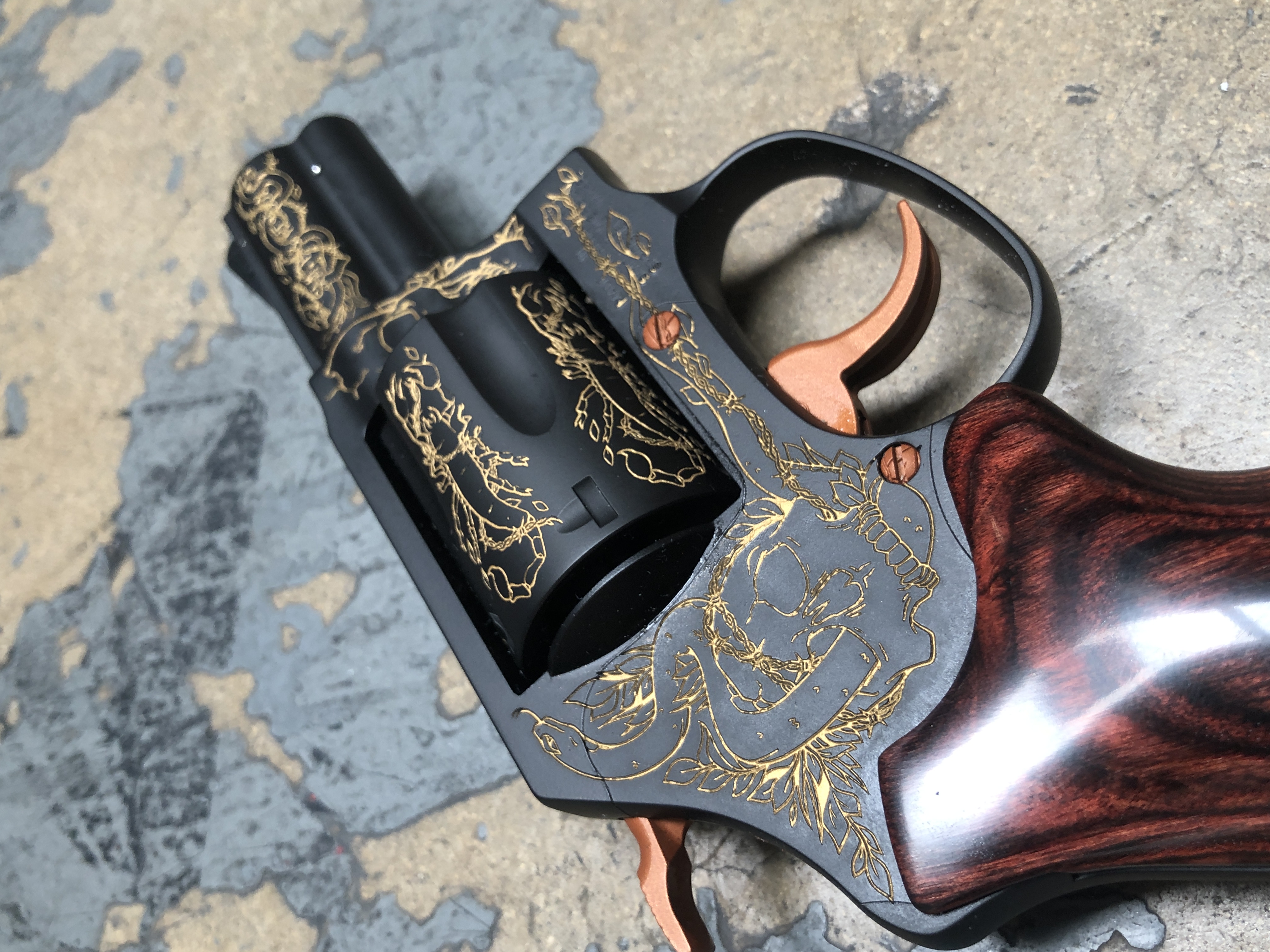 Copper Revolver Smith & Wesson Revolver Cerakoted using Copper Suede, Graphite Black ...